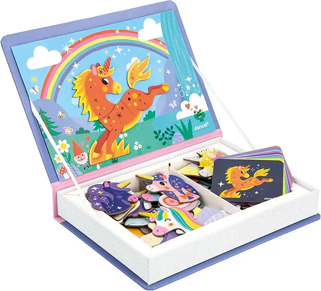 Janod MagnetiBook Unicorns 44 piece magnetic educational game kids ages 3+