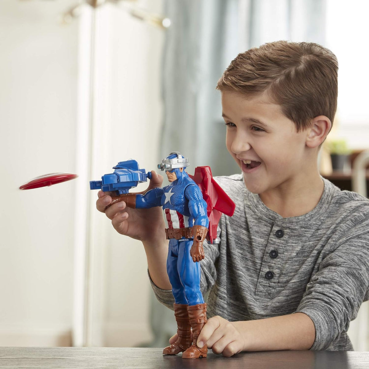 Captain America, 12-Inch Toy, with Launcher - Avengers Marvel Titan Hero Series Blast Gear