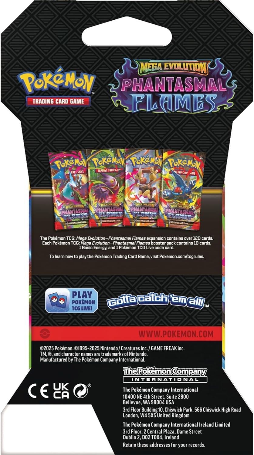 Pokemon TCG: Mega Evolution Phantasmal Flames Sleeved Booster Pack - 10 Cards