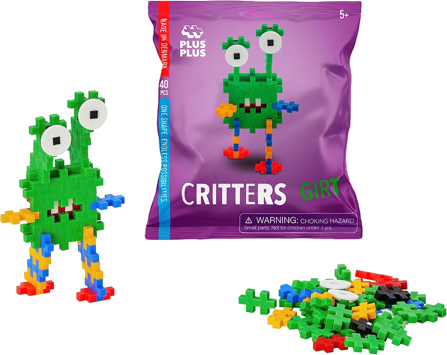 Plus-Plus Critters Grit 3D puzzle building block set 40 interlocking pieces STEM toy