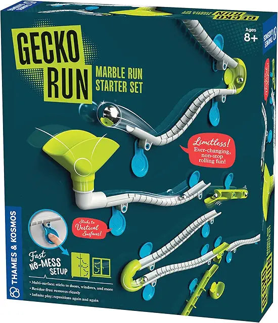 Gecko Run Marble Run Starter Set - 63 Piece Vertical Marble Run