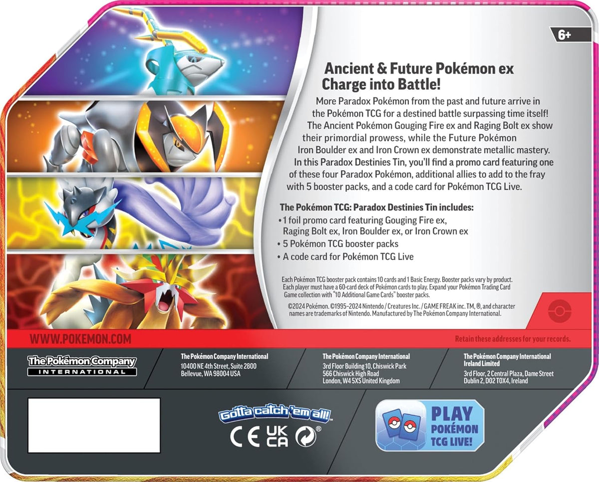Pokemon TCG: Paradox Destinies Tin - Assorted Styles