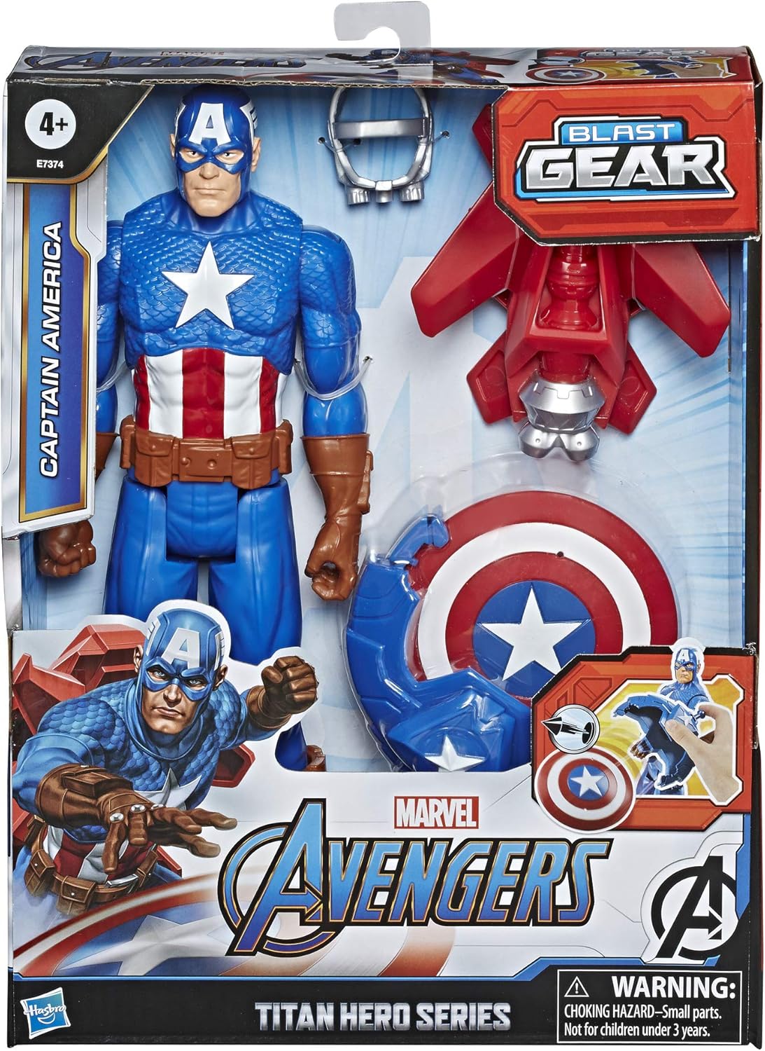 Captain America, 12-Inch Toy, with Launcher - Avengers Marvel Titan Hero Series Blast Gear