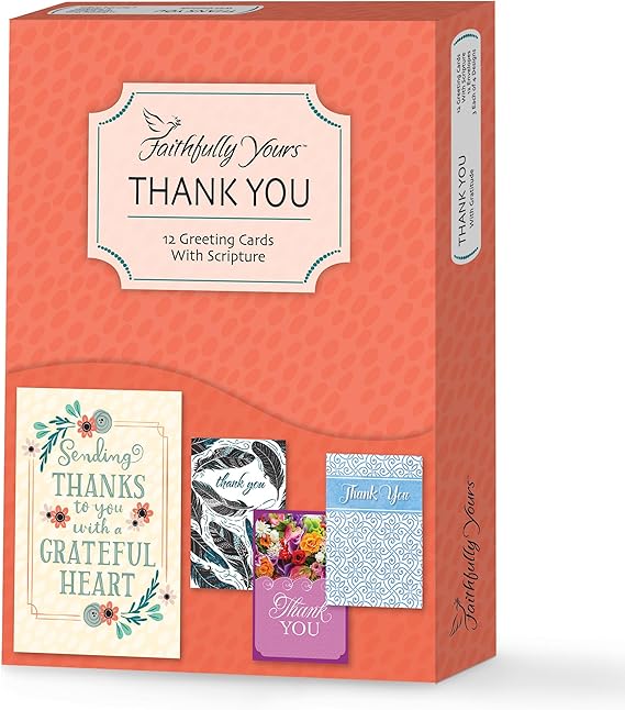Thank you with Gratitude and Biblical Scripture Verses (Box of 12 Greeting Cards with Envelopes)
