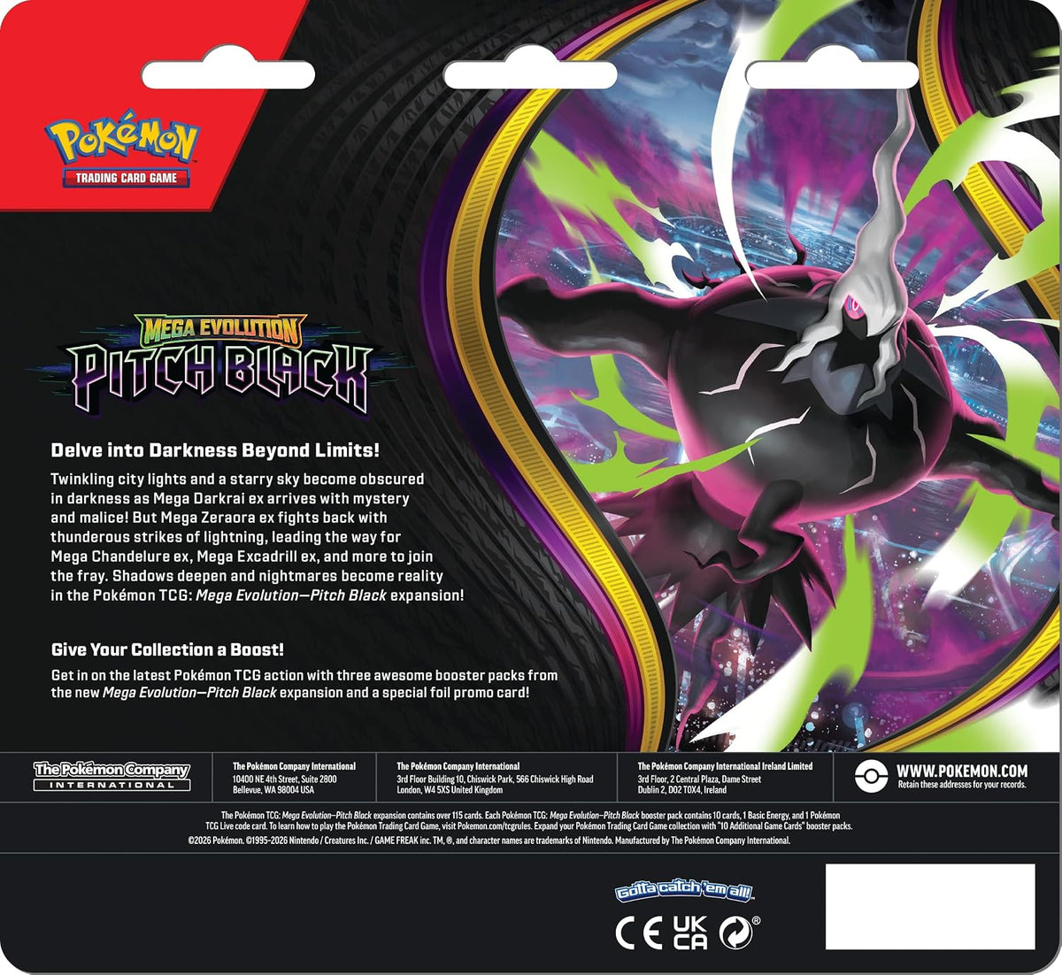 Pokémon TCG: Mega Evolution—Pitch Black 3 Booster Pack Blister