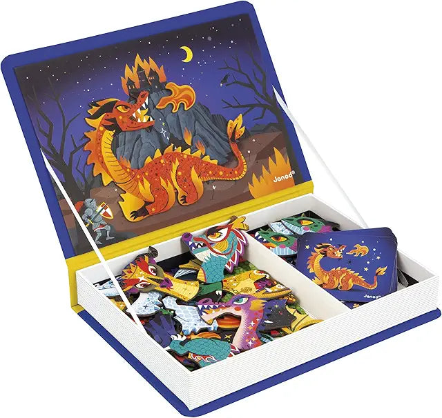 Janod MagnetiBook Dragons 53 piece magnetic educational game kids ages 3+