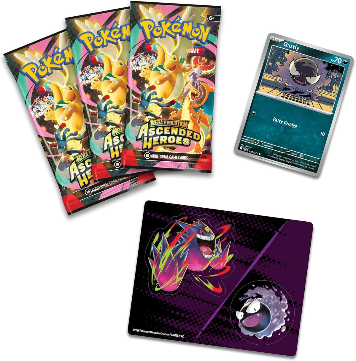 Pokémon TCG: Mega Evolution—Ascended Heroes Tech Sticker Collection with booster packs - Gastly