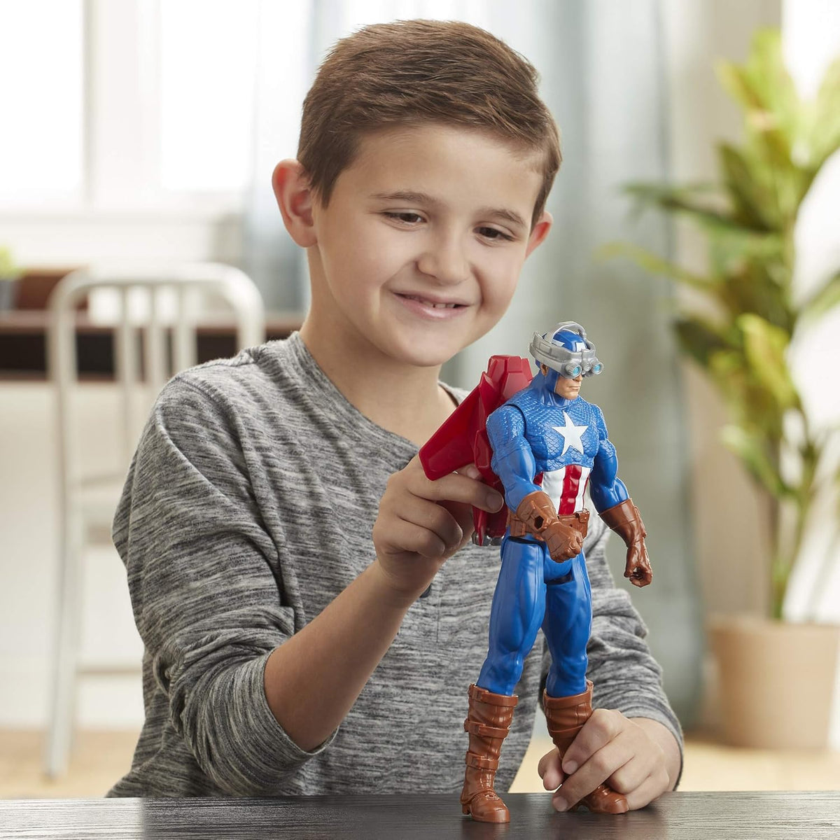 Captain America, 12-Inch Toy, with Launcher - Avengers Marvel Titan Hero Series Blast Gear