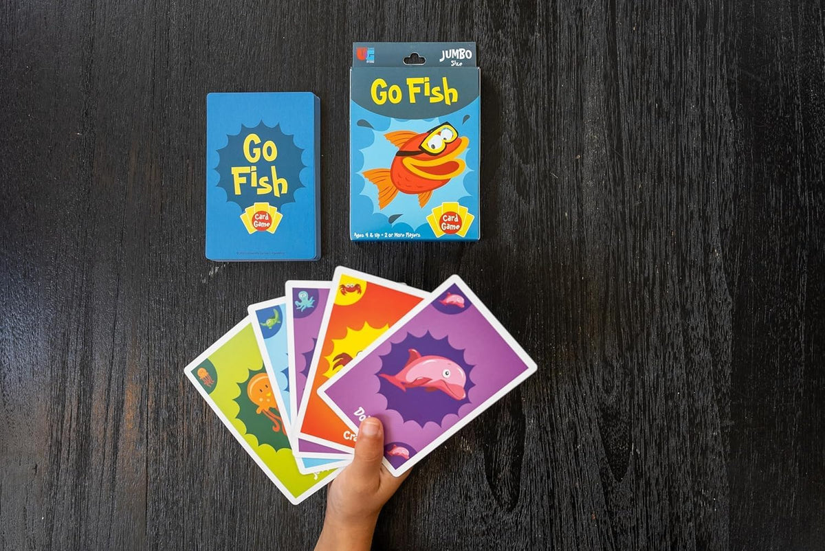 University Games Go Fish Card Game - Jumbo Size, Colorful Animal Cards for Kids Ages 4 and Up, Fun Family and Educational Game