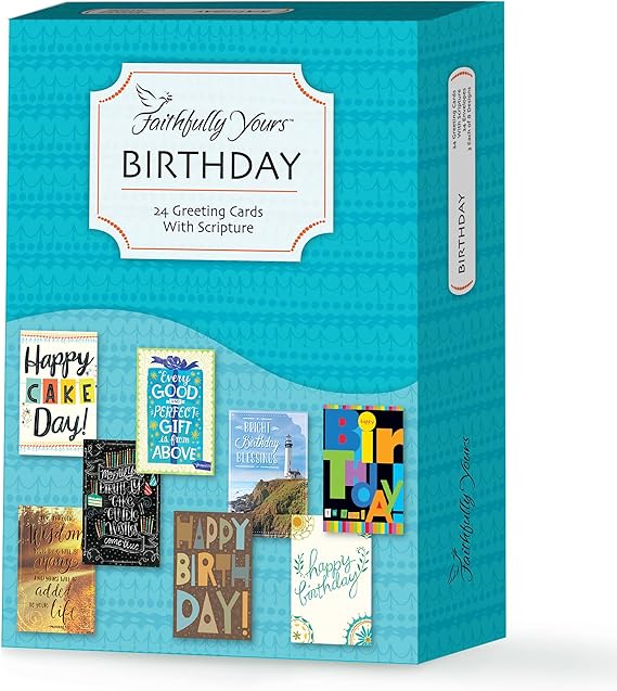 Birthday Gift From Above with Biblical Scripture Verses (Box of 24 Greeting Cards with Envelopes)