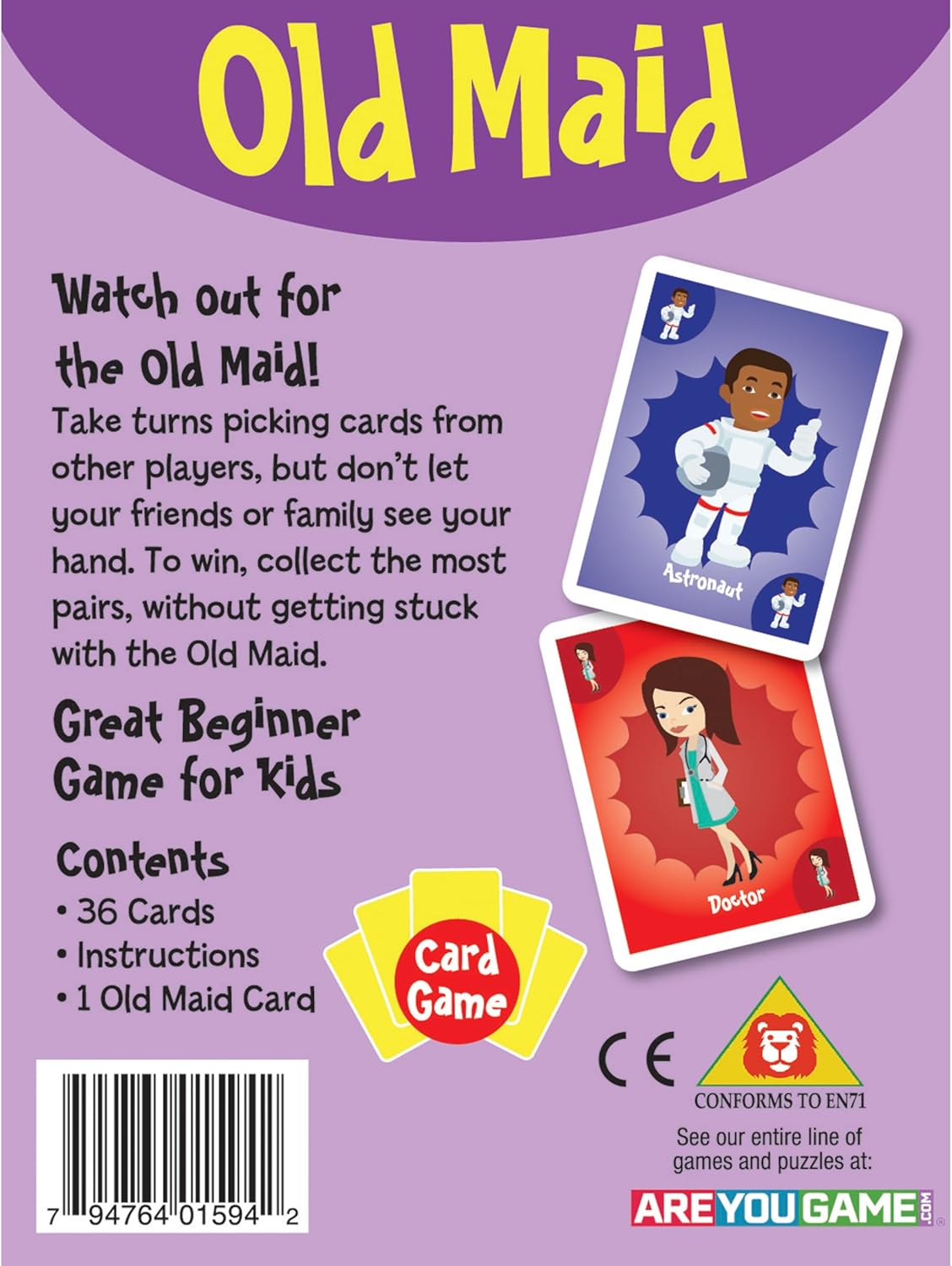 University Games Old Maid Card Game - Jumbo Size, Colorful Character Cards for Kids Ages 4 and Up, Fun Family and Educational Game