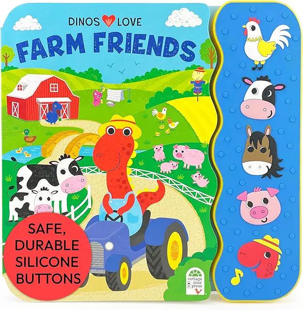 Dinos Love Farm Friends 5 button sound board book dinosaurs farm animals kids