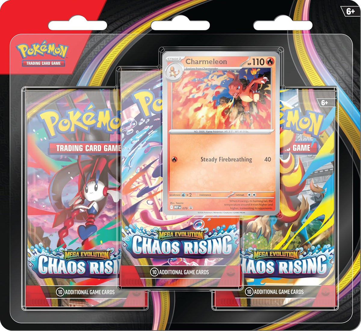 Pokemon TCG: Mega Evolution — Chaos Rising 3-Pack Blister (1 Foil Promo + 3 Booster Packs)