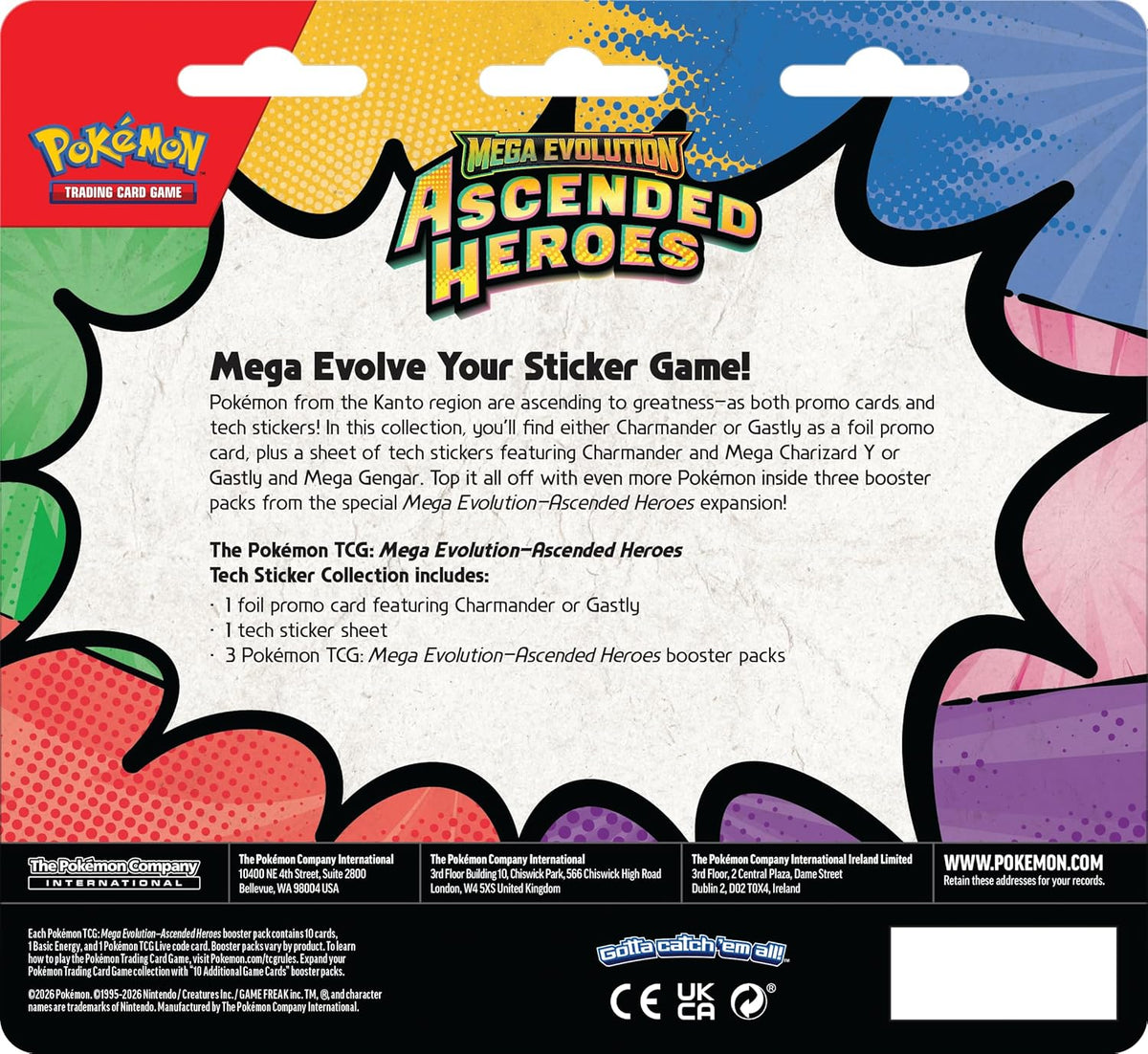 Pokémon TCG: Mega Evolution—Ascended Heroes Tech Sticker Collection with booster packs - Gastly