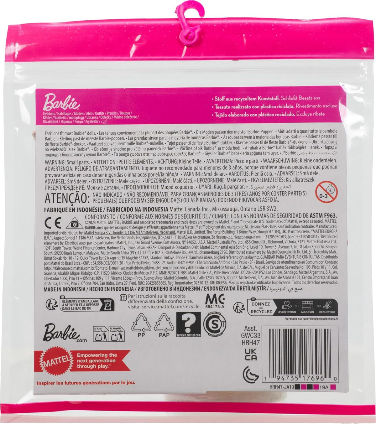 Barbie Clothes Set, Fashion & Accessory Pack for Barbie & Ken Dolls with 2 Complete Looks, Cherry-Inspired Theme