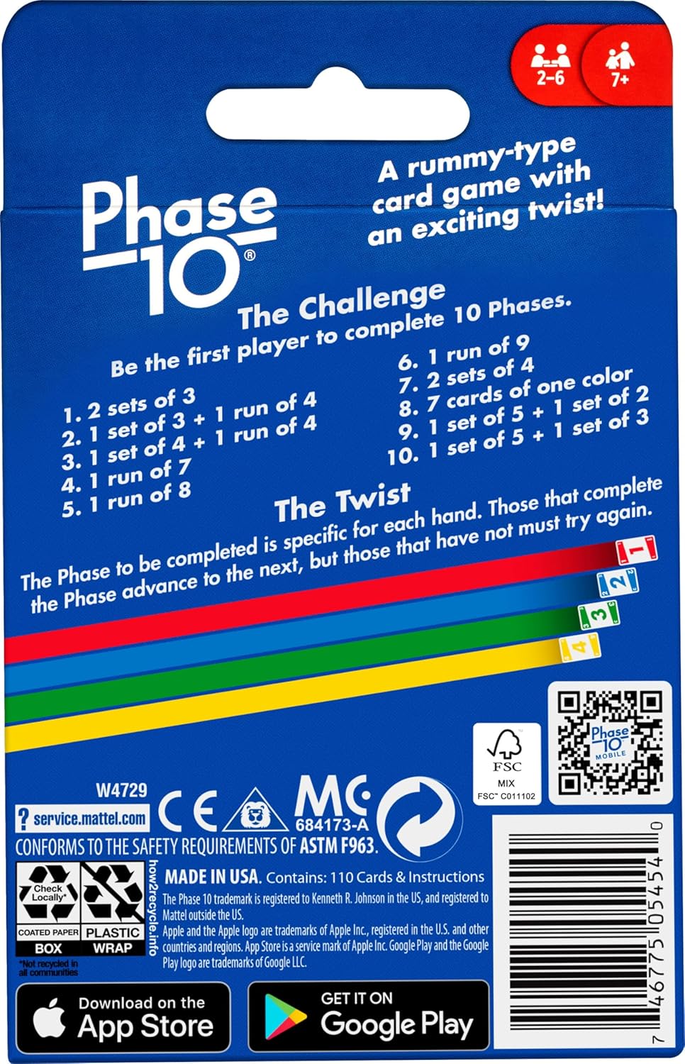 Phase 10 Card Game with 108 Cards, Makes a Great Gift for Kids
