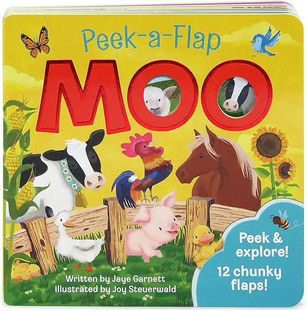 Moo Peek-a-Flap lift-a-flap board book farm animals babies toddlers