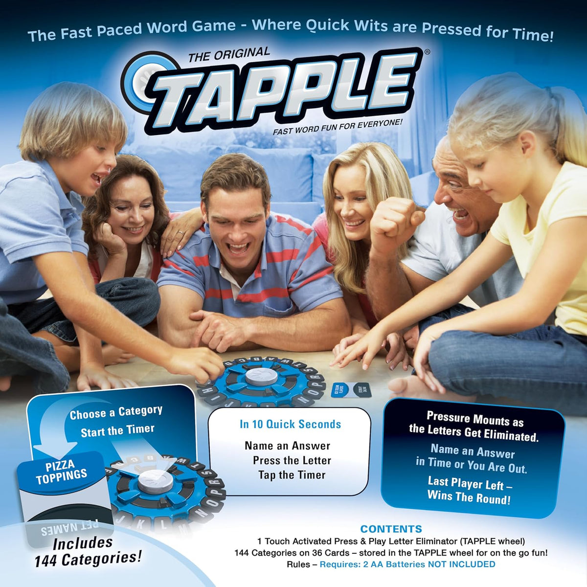 The Original TAPPLE, The Fast-Paced Family Board Game, Choose a Category & Race Against the Timer to be the Last Player, Learning Word Game for Ages 8 & Up, 2-8 Players, 15-20 Minute Play Time