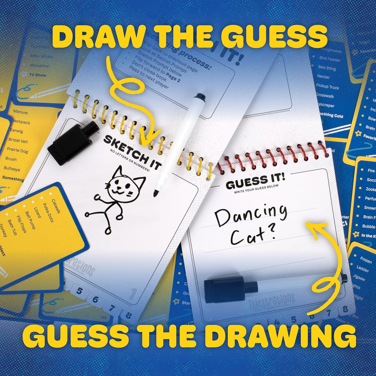 Telestrations 8 Player 2nd Edition Board Game, Award Winning Hilarious and Unpredictable Must Have Party Game with a New Look, Sketch What Your Read Then Guess What You Saw, 4-8 Players, Ages 10+