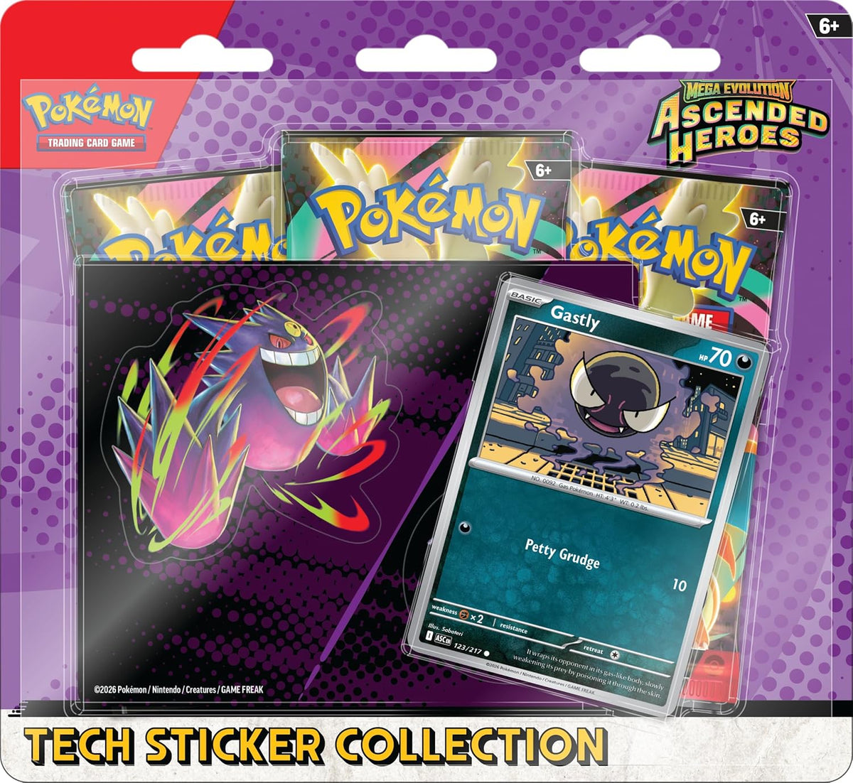 Pokémon TCG: Mega Evolution—Ascended Heroes Tech Sticker Collection with booster packs - Gastly