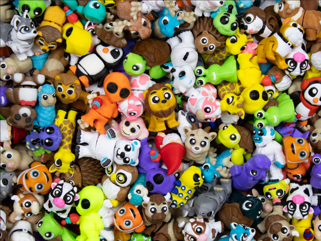 10 Pack Assortment - Wigglitz 3D Printed Wiggly Fidget Collectibles - Articulated Sensory Toys for Kids & Adults - Random Characters