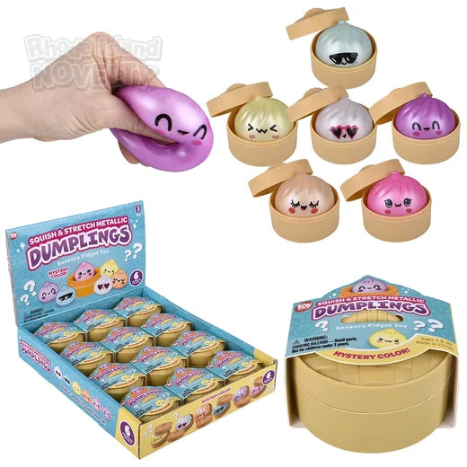 2" Squish and Stretch Metallic Surprise Dumplings - Assorted Metallic Colors