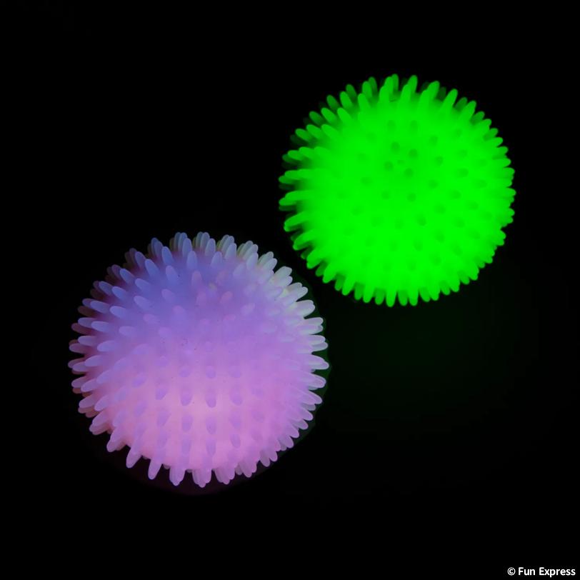 Glow-in-the-Dark Neon Spike Squeeze Ball assorted colors fidget stress toy