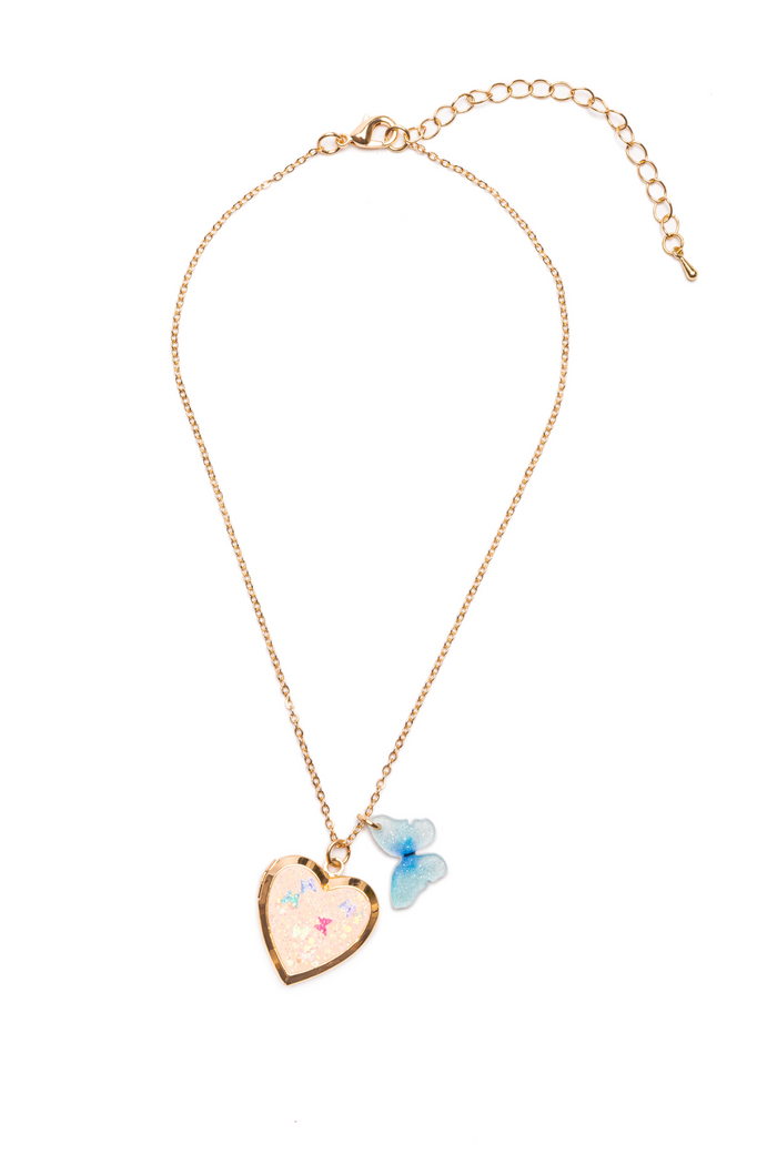 Great Pretenders Butterfly Heart Locket Necklace girls dress-up jewelry