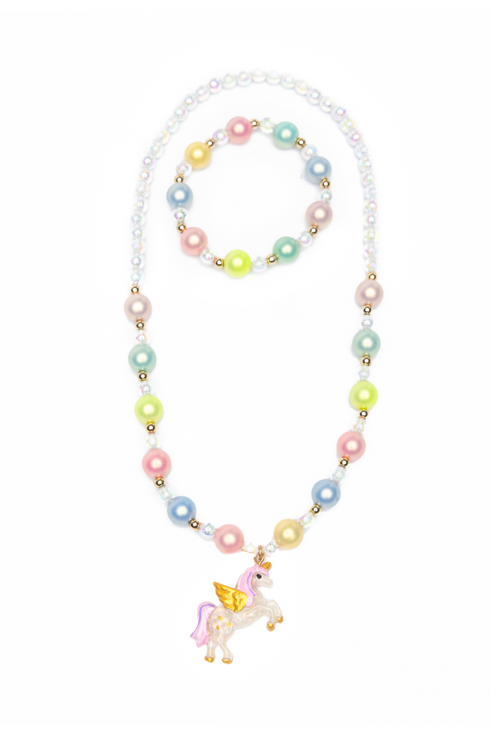 Great Pretenders Happy-Go-Unicorn Necklace and Bracelet Set girls dress-up jewelry