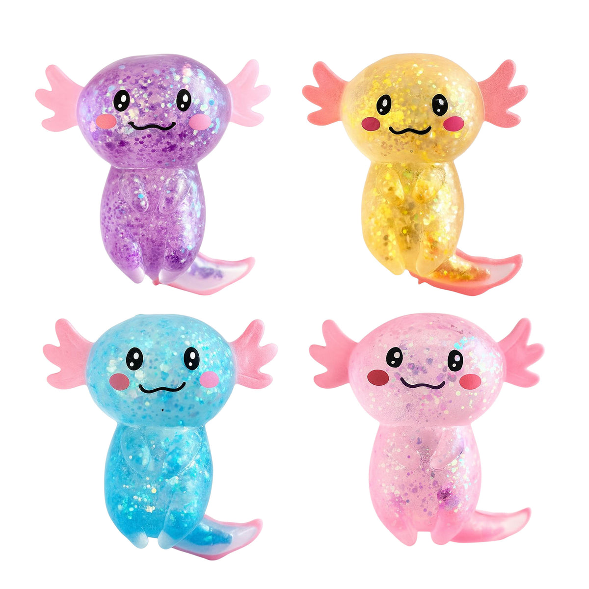 Keykraft Glitter Stretch Axolotl stretchy toy assorted colors glitter