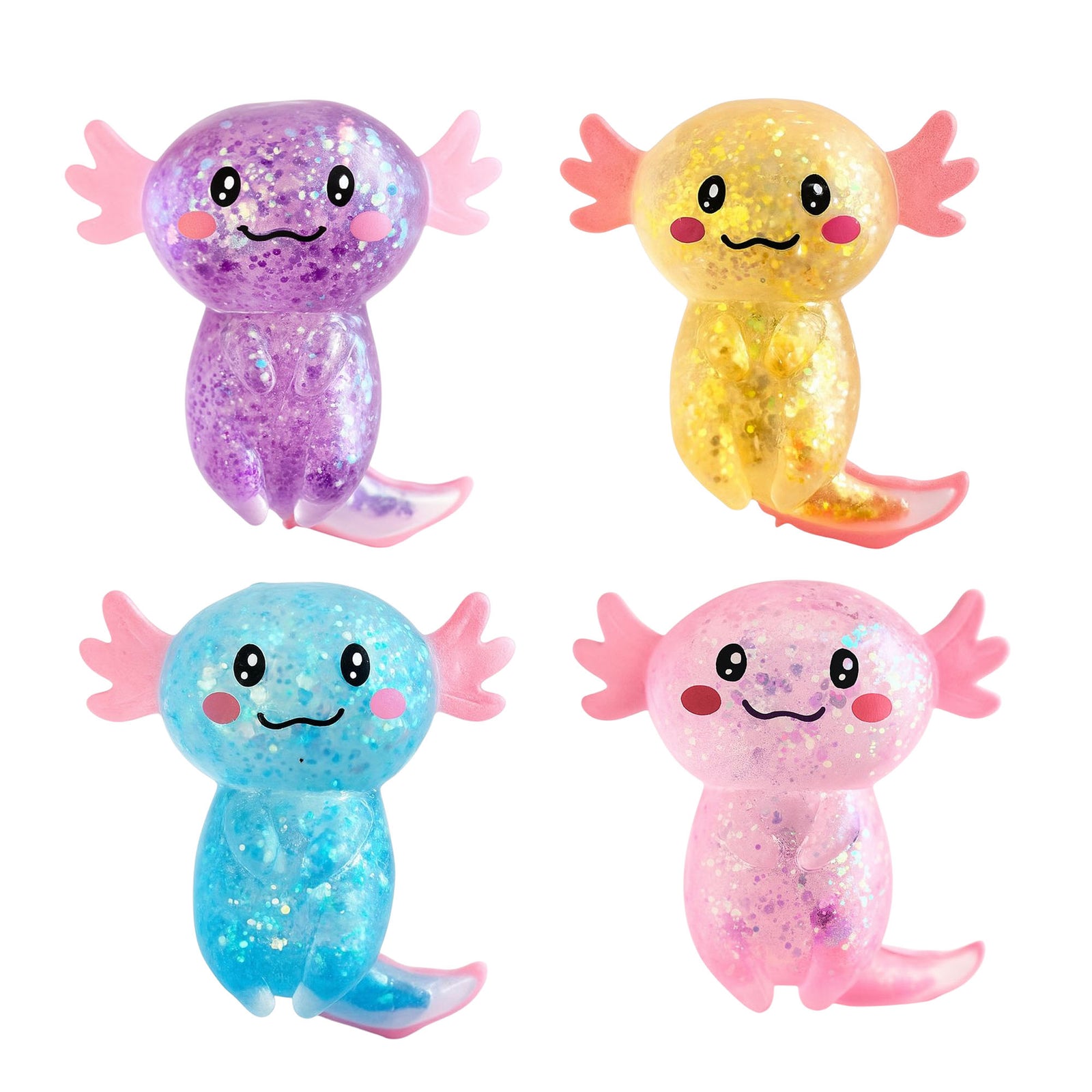 Keykraft Glitter Stretch Axolotl stretchy toy assorted colors glitter