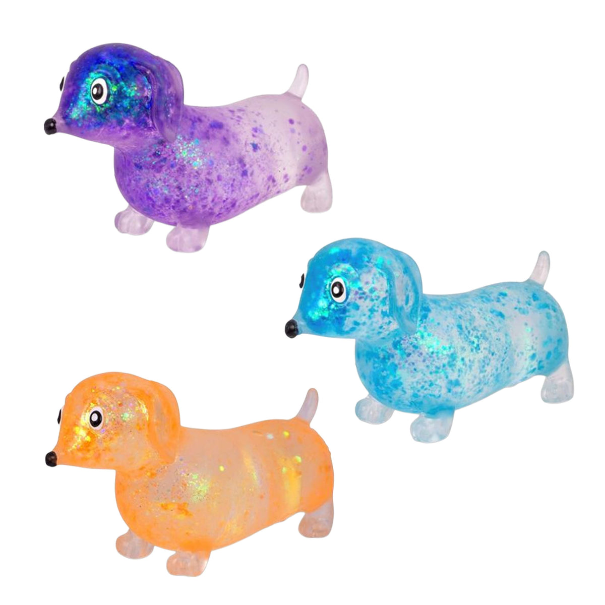 Keykraft Glitter Stretch Dachshund stretchy toy assorted colors glitter dog