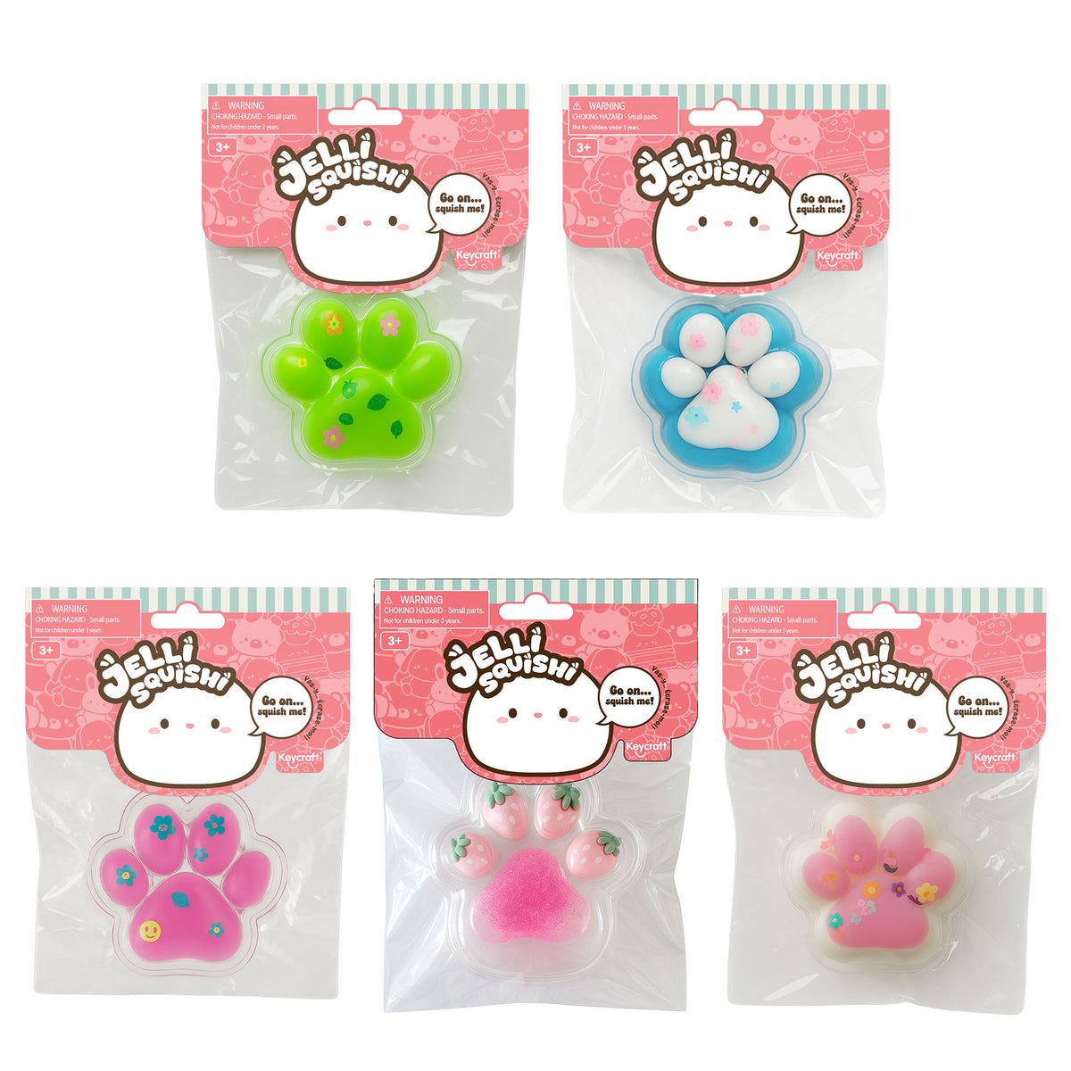 Keykraft Jelli Squishi Paw Print Small squishy toy assorted styles pocket size