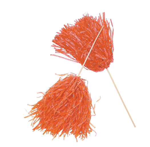 Orange Spirit Cheer Pom-Poms - 1 per order