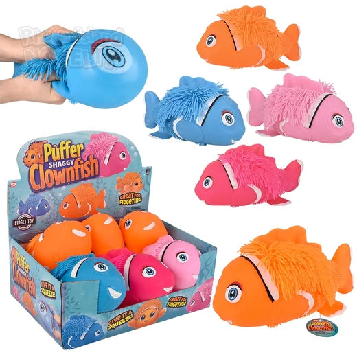 10.75" Shaggy Puffer Clownfish Plush - Assorted Colors