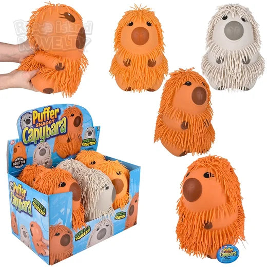 8" Shaggy Puffer Capybara Plush - Assorted Colors
