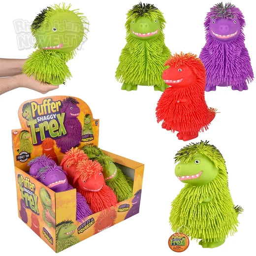 10" Shaggy Puffer T-Rex Plush - Assorted Colors