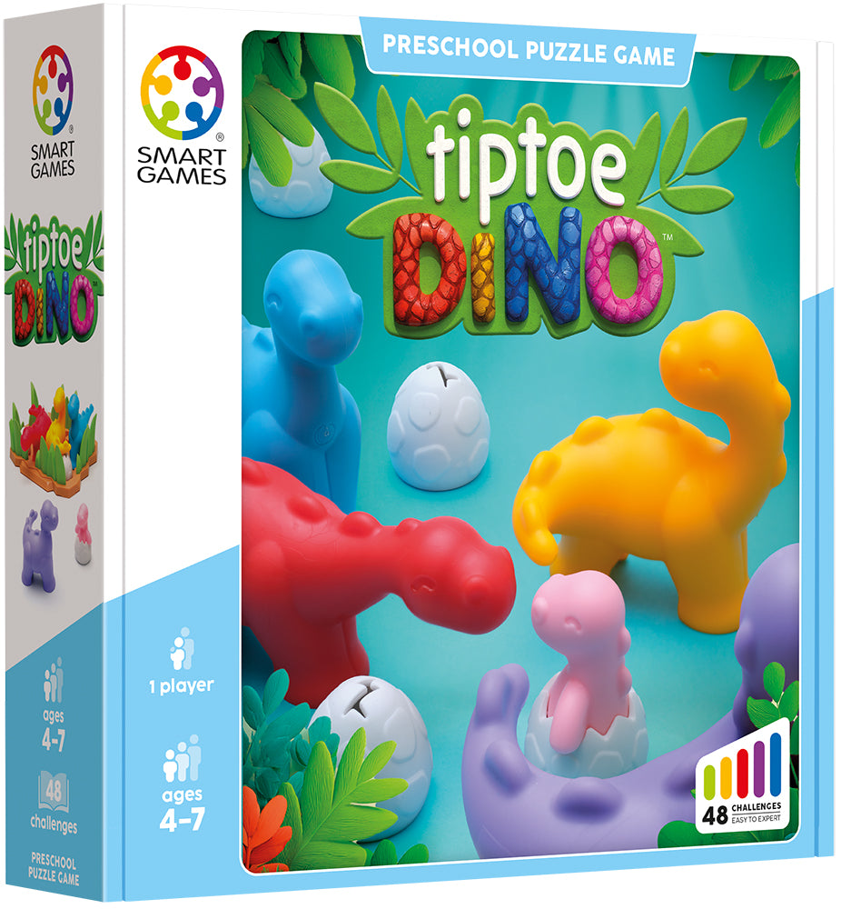SmartGames Tiptoe Dino logic puzzle game single player brain teaser kids