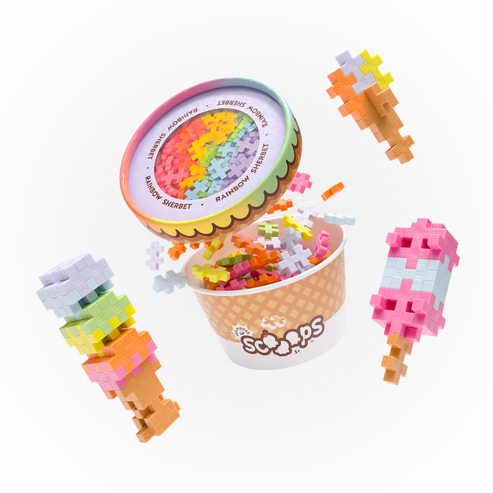 Plus-Plus Scooops Rainbow Sherbet 100 interlocking building blocks open-ended kids activity