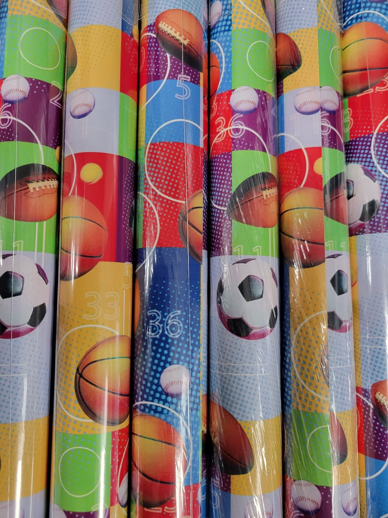 Sports Themed Wrapping Paper Roll