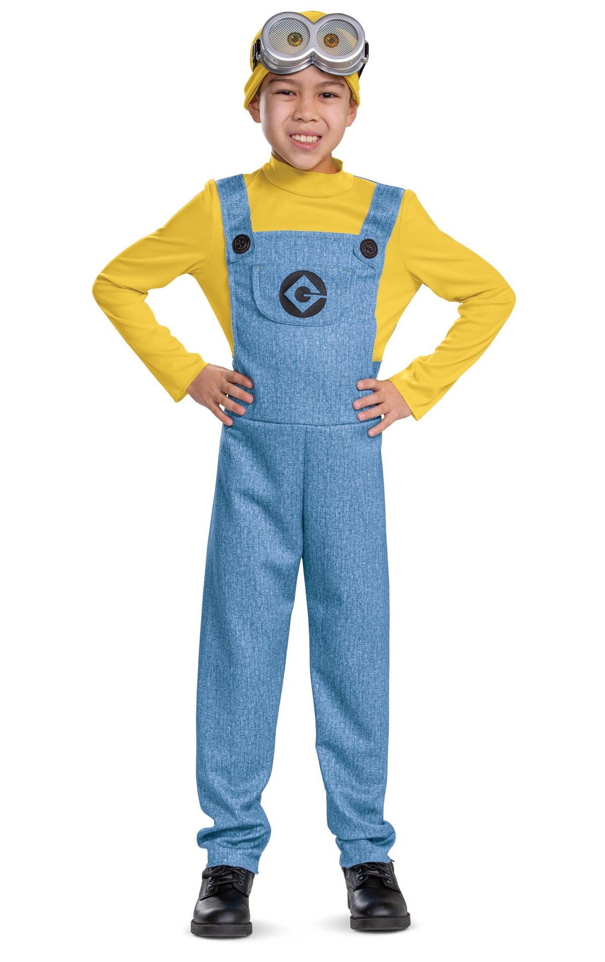 Bob Minions Costume for Kids, Official Minion Jumpsuit Outfit with Goggles and Hat, Classic Size Small (4-6)