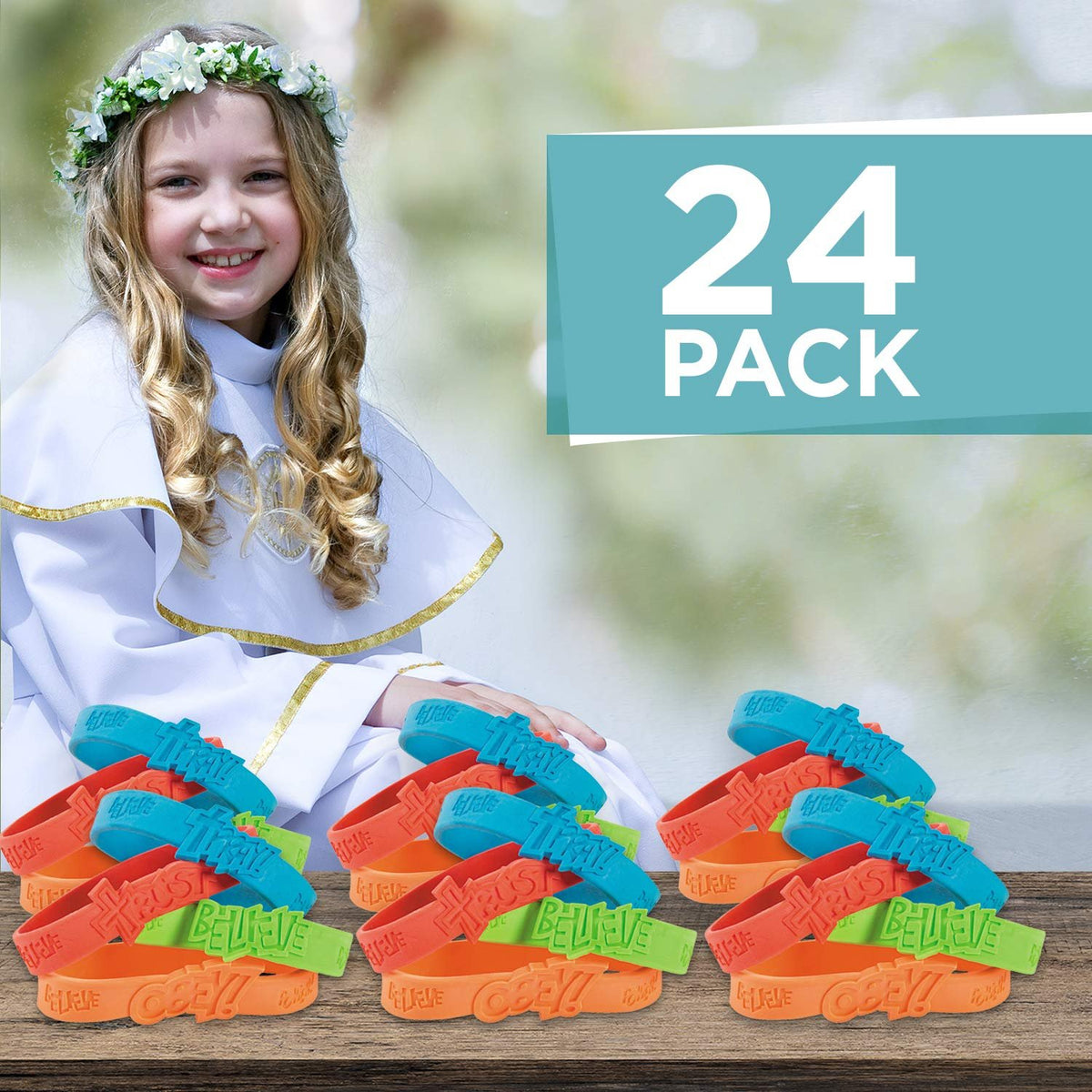 Fun Express Fantastic Faith Rubber Bracelets - Jewelry - Bracelets - Rubber Bracelets - VBS Vacation Bible School Supplies/Decor - 24 Pieces