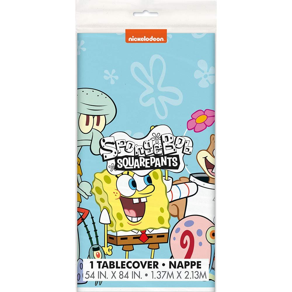 Unique Spongebob Squarepants Plastic Table Cover - 54" x 84" (1 Pc) - Rectangular Tablecloth - Perfect for Kids Birthdays & Parties