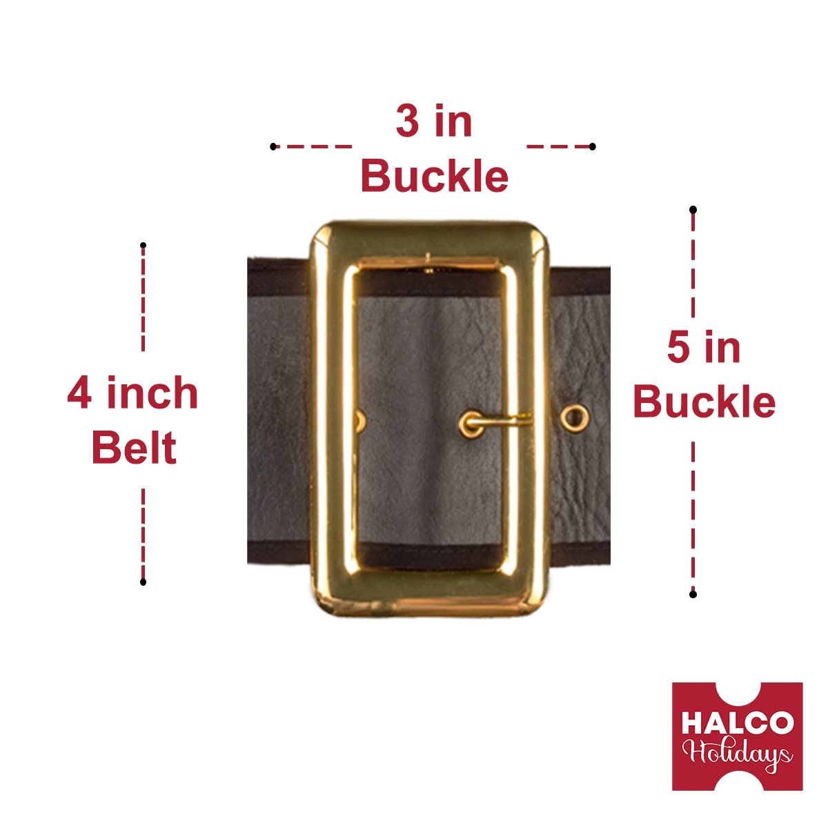 Halco Santa Belt Deluxe Bound Vinyl Black Belt Band 3.75&quot; Wide Prong 6 Eyelets Loop Claus Pirate Explorer