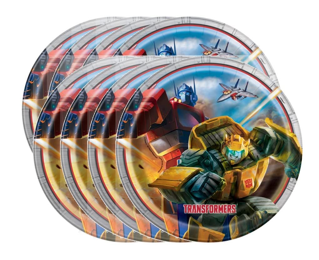 Unique Transformers Party Bundle - Dinner & Dessert Plates, Luncheon Napkins, Table Cover, Transformers Party Decorations and Supplies