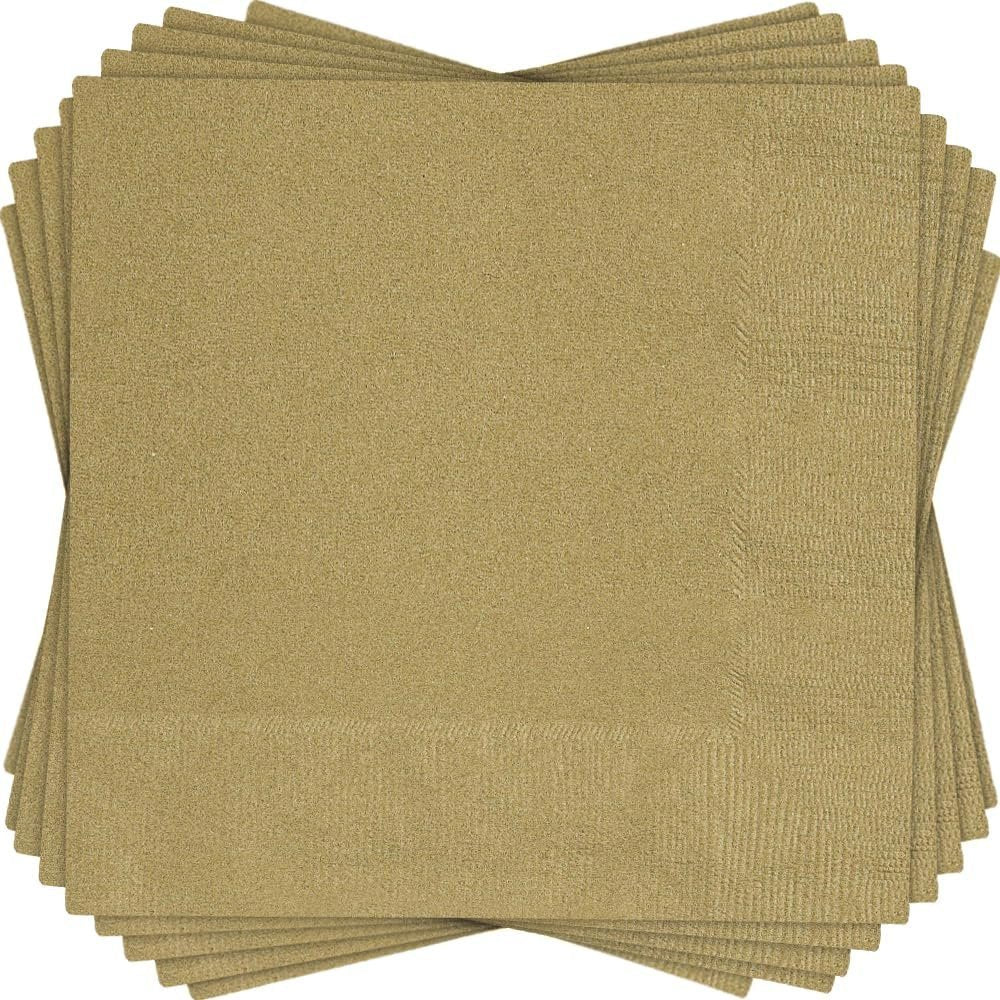 Gold Solid Beverage Napkins - (Pack of 20) - Elegant &amp; Durable Design - Perfect for Parties, Events &amp; Celebrations