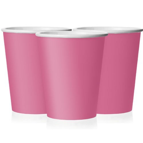 Premium Hot Pink Paper Cups - 9 oz (Pack of 14) - Elegant & Eco-Friendly Party Drinkware - Perfect for Birthdays, Showers, & Special Celebrations