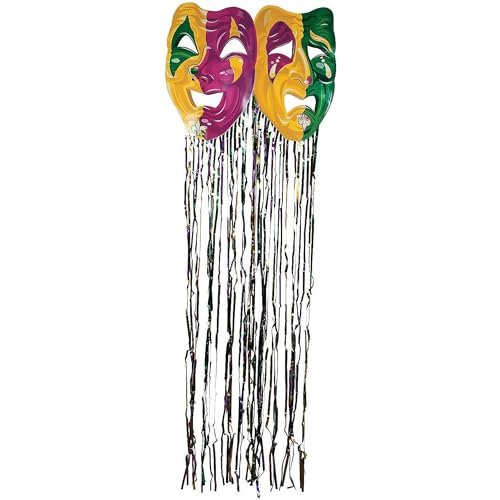 Fun Express Mardi Gras Mask Fringe Doorway Curtain (34.25 in Wide 8 feet Long) Party Decorations