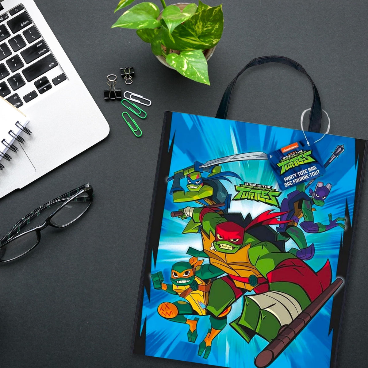 Unique Ninja Turtles Plastic Tote Bag | 13&quot; x 11&quot; | 1 Pc