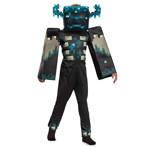 Disguise Boys Minecraft Warden Costume, Official Deluxe Minecraft Costume for Kids With Headpiece and Jumpsuit